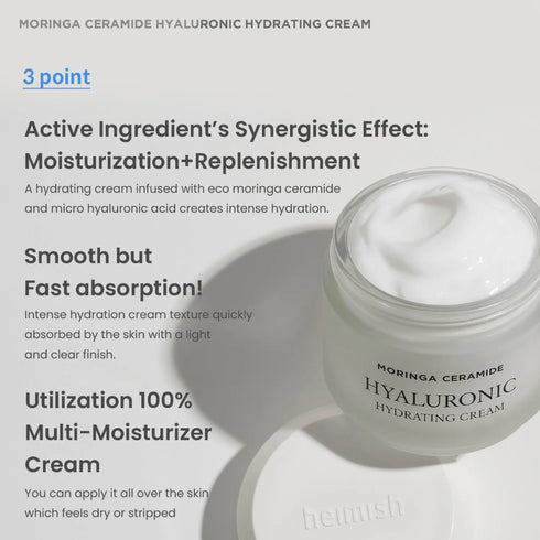 Moringa Ceramide Hyaluronic Hydrating Cream, 50 ml - WowSkin Romania